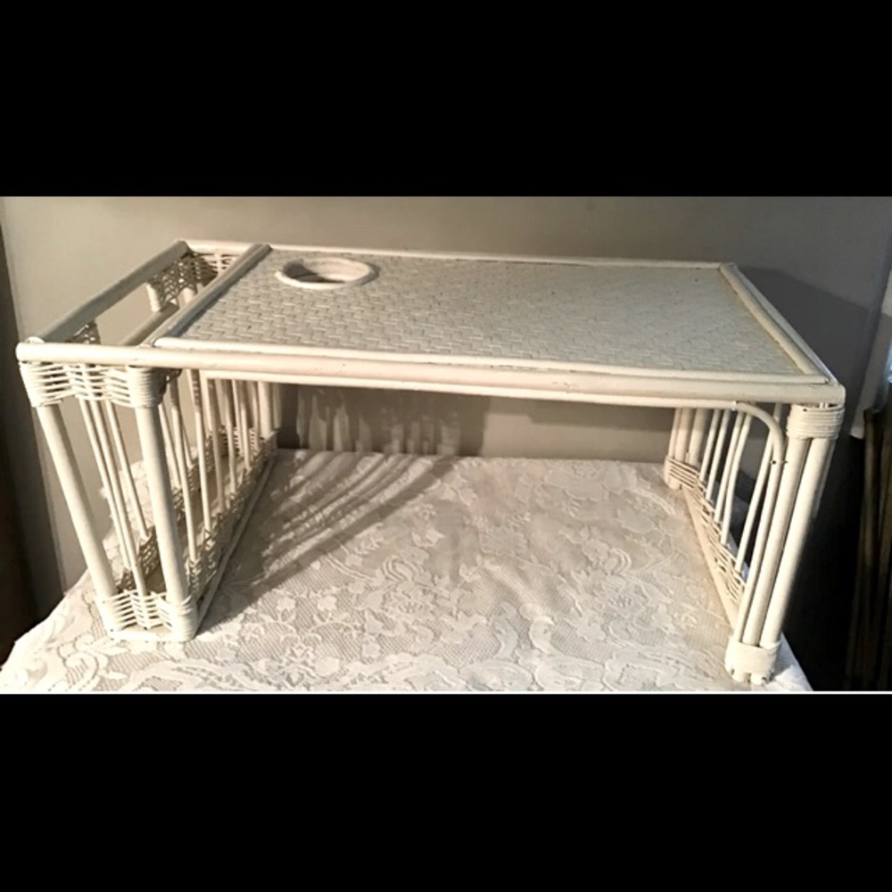 70’s Vintage Wicker Cottage Core Lap Tray